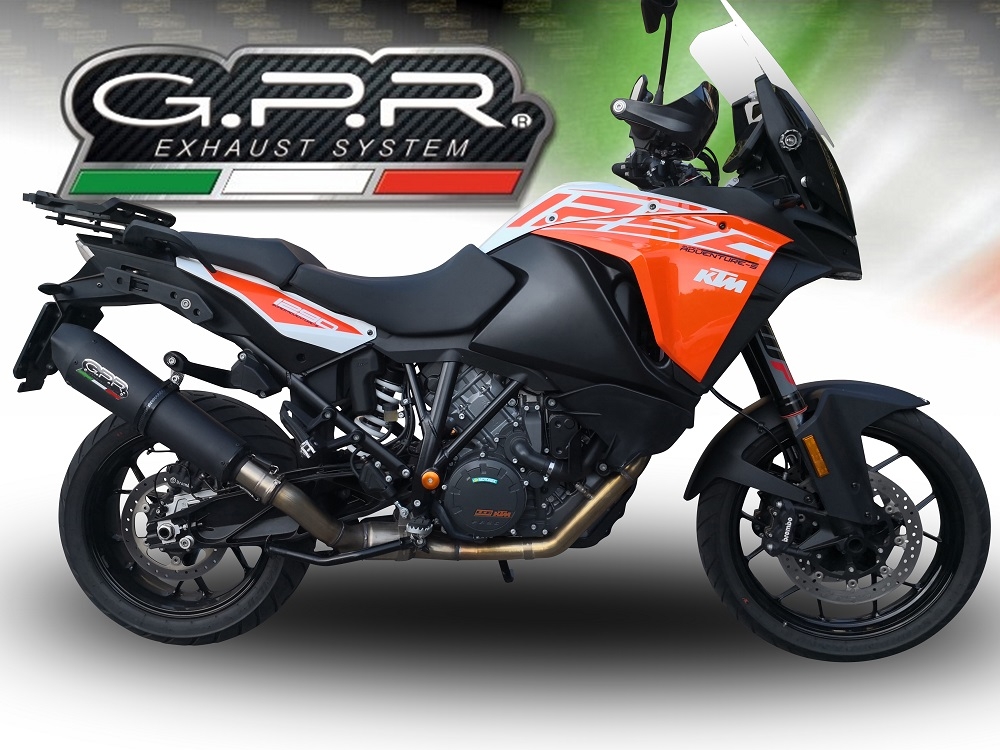 Scarico GPR compatibile con  Ktm Lc 8 Adventure 1090 2017-2020, GP Evo4 Black Titanium, Scarico omologato, silenziatore con db killer estraibile e raccordo specifico