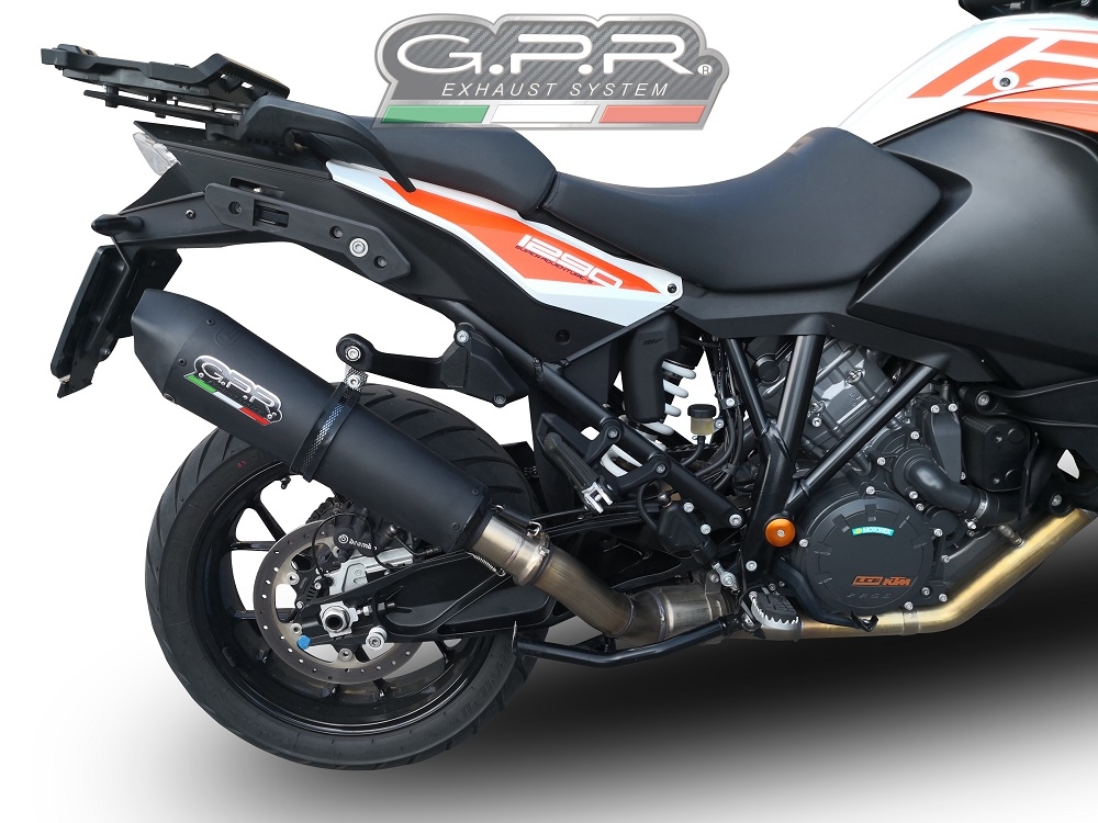 Scarico GPR compatibile con  Ktm Lc 8 Adventure 1090 2017-2020, GP Evo4 Black Titanium, Scarico omologato, silenziatore con db killer estraibile e raccordo specifico