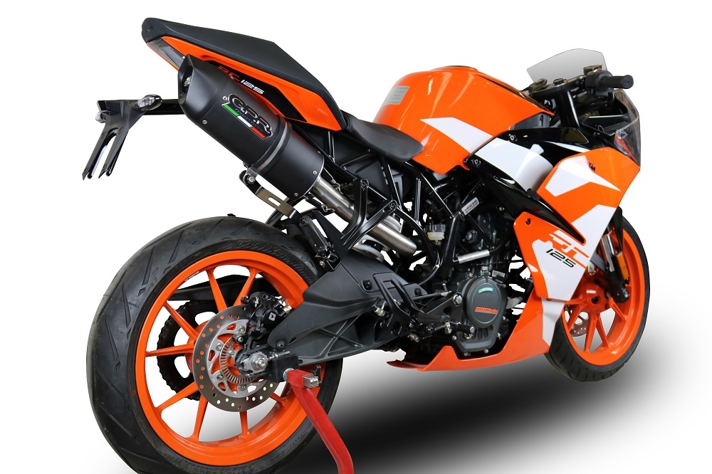 Scarico GPR compatibile con  Ktm Rc 125 2017-2020, Furore Evo4 Nero, Terminale di scarico omologato,fornito con db killer estraibile,catalizzatore e collettore