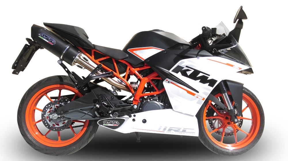 Scarico GPR compatibile con Ktm Rc 390 Versione alta / High level position 2015-2016, Furore Poppy, Terminale di scarico omologato, fornito con db killer estraibile, catalizzatore e raccordo specifico 