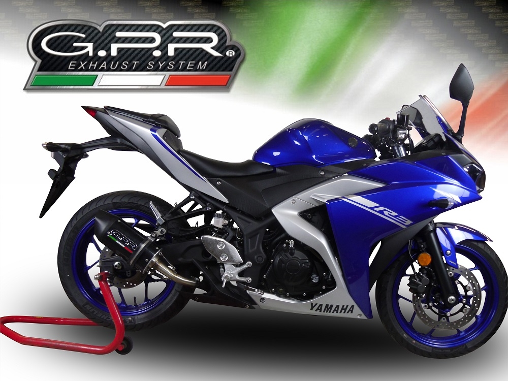 Scarico GPR compatibile con Yamaha Mt-03 2016-2017, Furore Poppy, Scarico omologato, silenziatore con db killer estraibile e raccordo specifico 