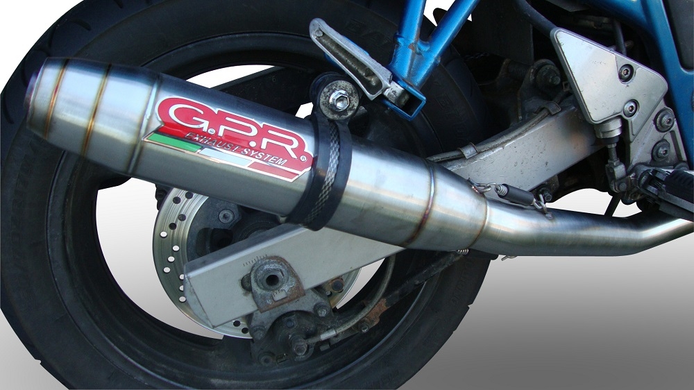 Scarico GPR compatibile con  Suzuki Gsf 1200 Bandit - S  2005-2006, Deeptone Inox, Scarico omologato, silenziatore con db killer estraibile e raccordo specifico