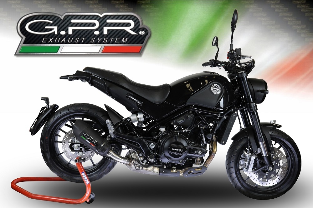 Scarico GPR compatibile con  Benelli Leoncino 500 2017-2020, Gpe Ann. Black titanium, Scarico omologato, silenziatore con db killer estraibile e raccordo specifico