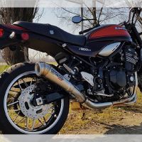 Scarico GPR compatibile con  Suzuki Rv 125 Van Van 1983-1988, Ultracone Inox Cafè Racer, Silenziatore di scarico omologato,con db killer estraibile,fornito senza raccordo 