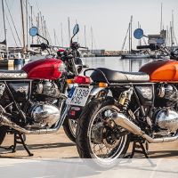 Scarico GPR compatibile con  Moto Guzzi 1000 GT 1987-1993, Deeptone Inox Cafè Racer, Coppia di silenziatori di scarico omologati, con db killer estraibili,forniti senza raccordo