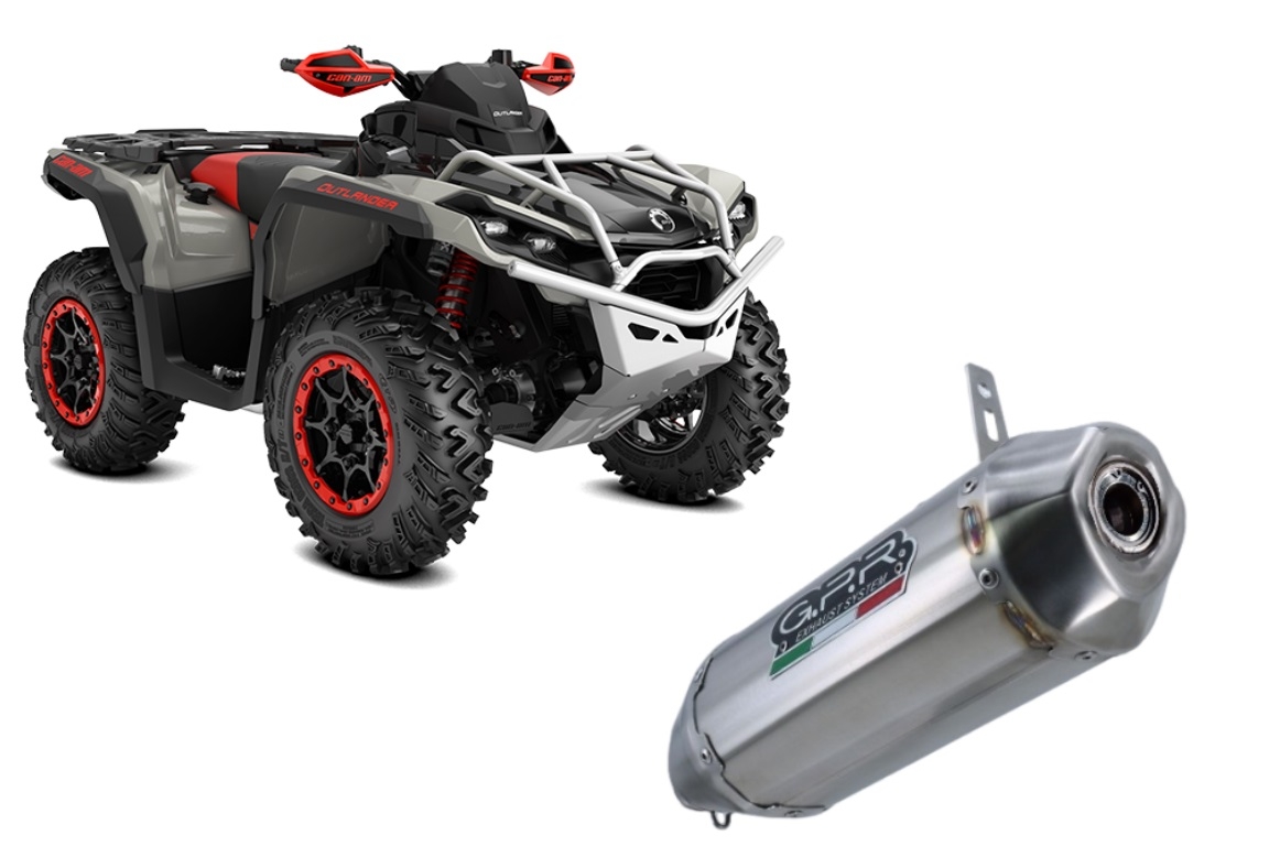 Scarico GPR compatibile con  Can Am Outlander 1000 V-Twin passo corto short chassis 2010-2023, PENTACROSS INOX, Scarico omologato, silenziatore con db killer estraibile e raccordo specifico