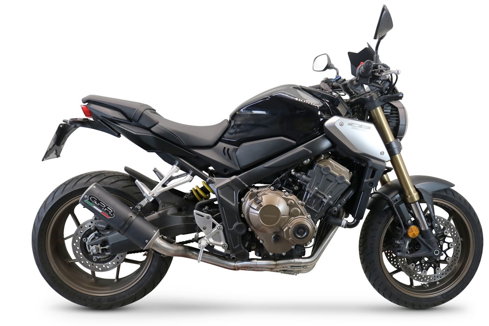 Scarico GPR compatibile con  Honda Cb 650 R 2021-2023, M3 Black Titanium, Scarico completo omologato,fornito con db killer estraibile,catalizzatore e collettore