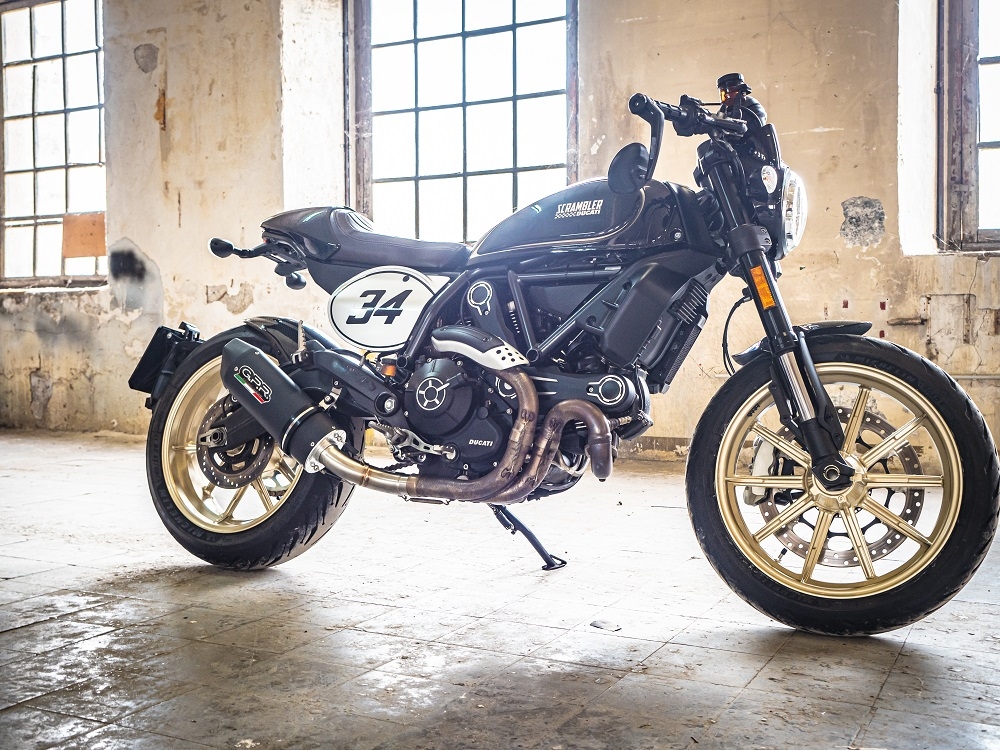 Scarico GPR compatibile con  Ducati Scrambler 800  2017-2020, Furore Evo4 Nero, Terminale di scarico omologato,fornito con db killer estraibile,catalizzatore e collettore