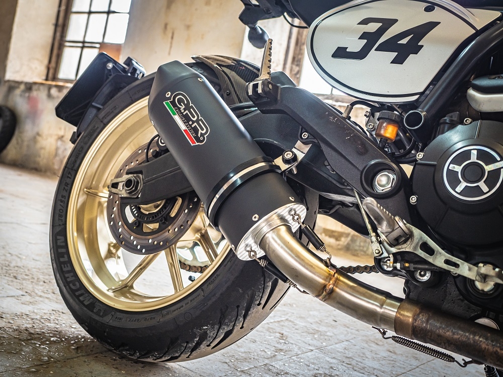 Scarico GPR compatibile con  Ducati Scrambler 800  2017-2020, Furore Evo4 Nero, Terminale di scarico omologato,fornito con db killer estraibile,catalizzatore e collettore