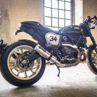 Scarico GPR compatibile con  Ducati Scrambler 800  2015-2016, M3 Inox , Terminale di scarico omologato,fornito con db killer estraibile,catalizzatore e collettore