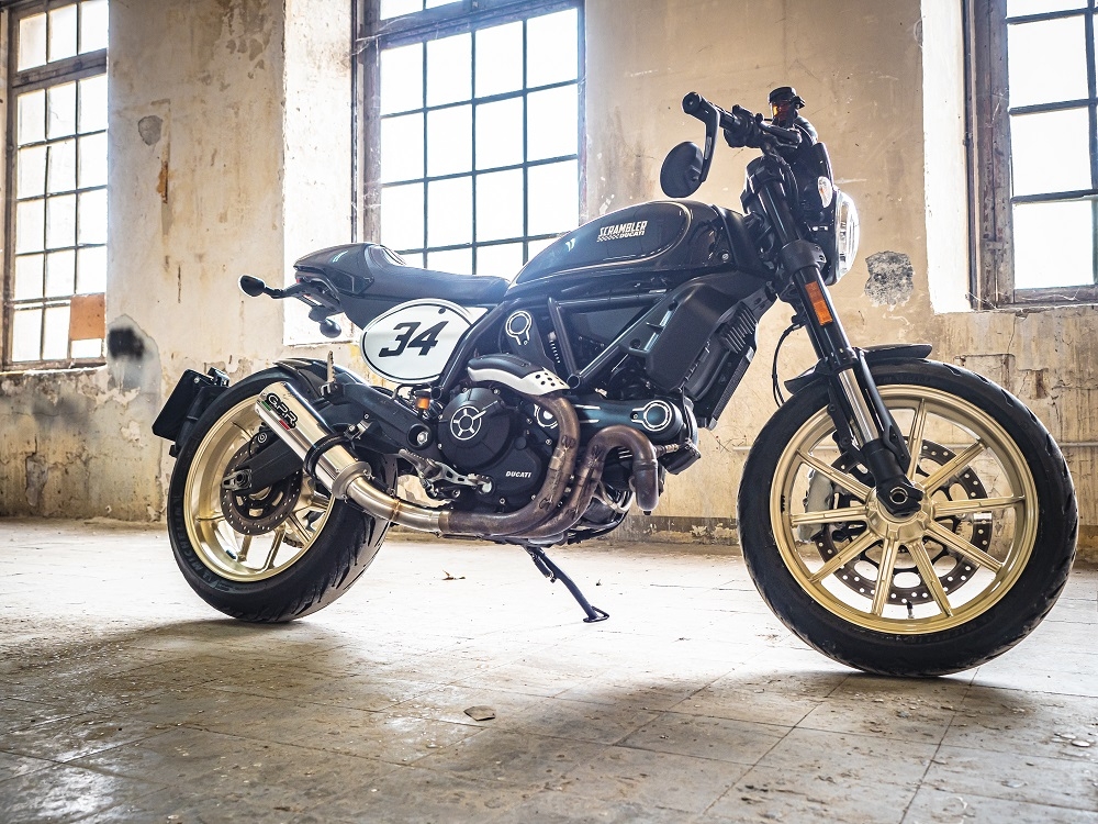 Scarico GPR compatibile con  Ducati Scrambler 800  2017-2020, M3 Inox , Terminale di scarico omologato,fornito con db killer estraibile,catalizzatore e collettore