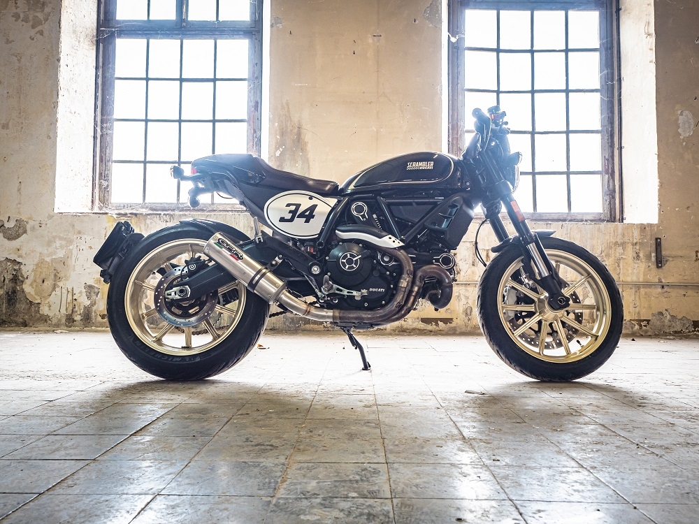 Scarico GPR compatibile con  Ducati Scrambler 800  2015-2016, M3 Titanium Natural, Terminale di scarico omologato,fornito con db killer estraibile,catalizzatore e collettore