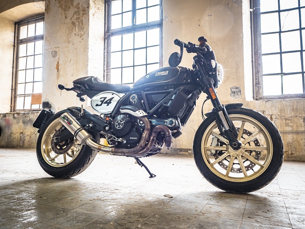 Scarico GPR compatibile con  Ducati Scrambler 800  2015-2016, M3 Titanium Natural, Terminale di scarico omologato,fornito con db killer estraibile,catalizzatore e collettore