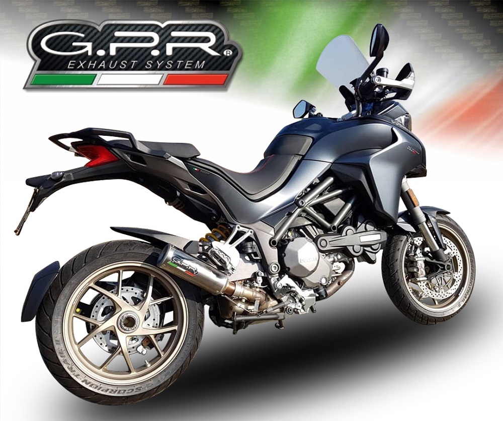 Scarico GPR compatibile con  Ducati Multistrada 1260 2018-2020, M3 Titanium Natural, Scarico omologato, silenziatore con db killer estraibile e raccordo specifico