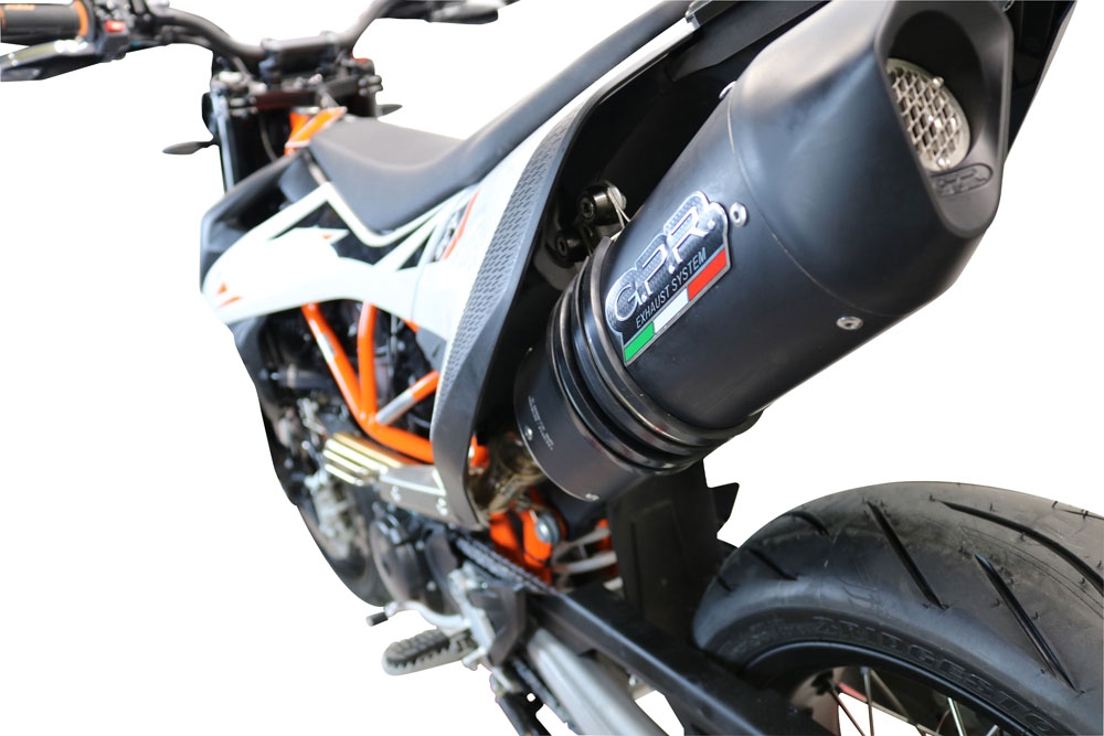 Scarico GPR compatibile con  Ktm Enduro 690 R 2019-2020, Furore Evo4 Nero, Terminale di scarico omologato, fornito con db killer estraibile, catalizzatore e raccordo specifico