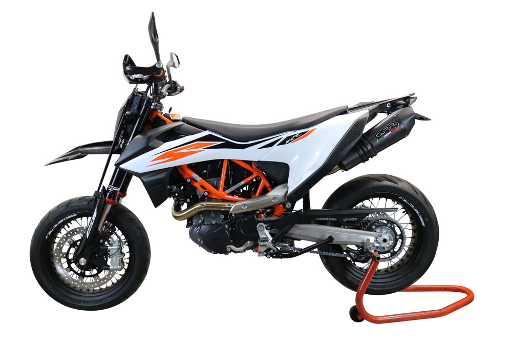 Scarico GPR compatibile con  Ktm Smc 690 R  2019-2020, GP Evo4 Poppy, Terminale di scarico omologato, fornito con db killer estraibile, catalizzatore e raccordo specifico