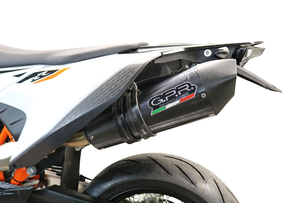 Scarico GPR compatibile con  Ktm Smc 690 R  2019-2020, GP Evo4 Poppy, Terminale di scarico omologato, fornito con db killer estraibile, catalizzatore e raccordo specifico