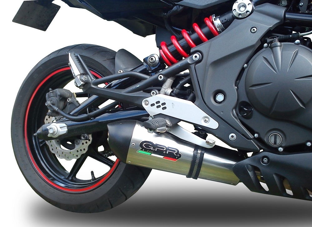 Scarico GPR compatibile con  Kawasaki Versys 650 2006-2014, Gpe Ann. titanium, Terminale di scarico omologato, fornito con db killer estraibile, catalizzatore e raccordo specifico