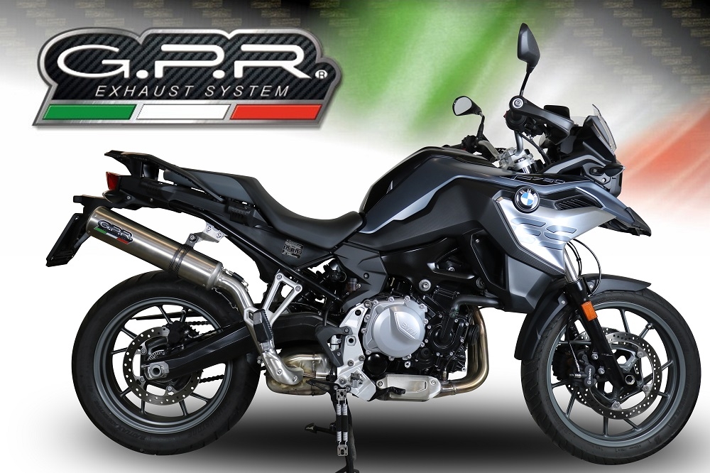 Scarico GPR compatibile con  Bmw F 750 Gs 2018-2020, M3 Titanium Natural, Scarico omologato, silenziatore con db killer estraibile e raccordo specifico