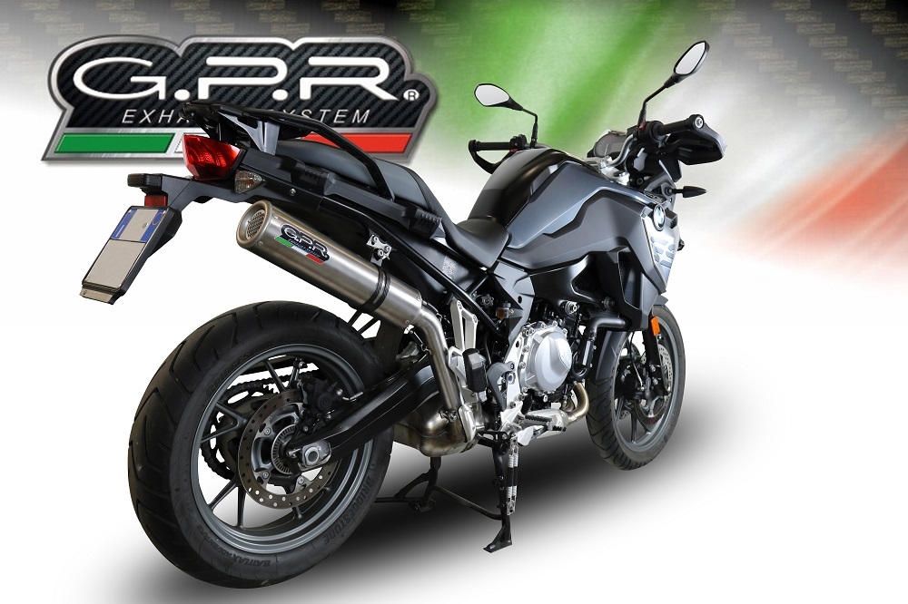 Scarico GPR compatibile con  Bmw F 750 Gs 2018-2020, M3 Titanium Natural, Scarico omologato, silenziatore con db killer estraibile e raccordo specifico