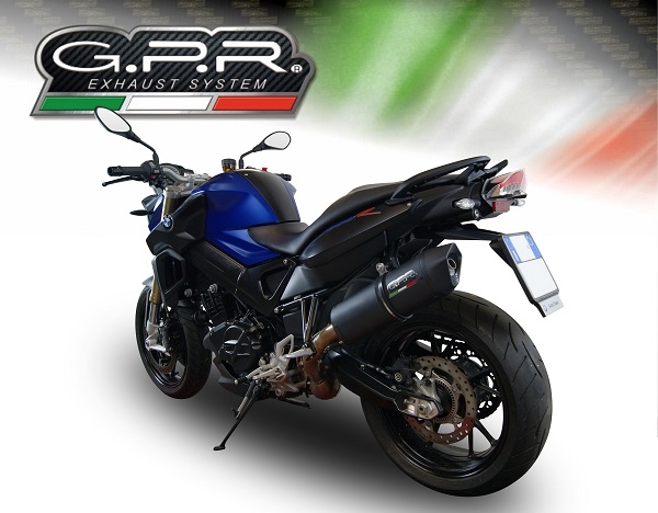 Scarico GPR compatibile con  Bmw F 800 R 2015-2016, Furore Nero, Scarico omologato, silenziatore con db killer estraibile e raccordo specifico