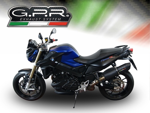 Scarico GPR compatibile con  Bmw F 800 R 2015-2016, Furore Nero, Scarico omologato, silenziatore con db killer estraibile e raccordo specifico