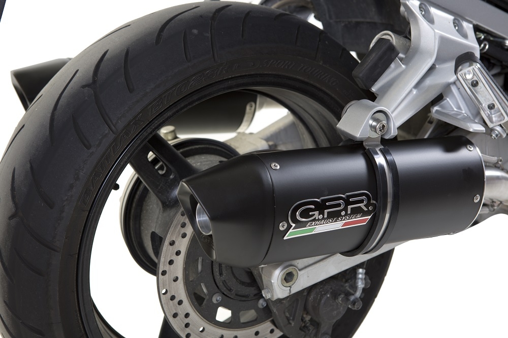 Scarico GPR compatibile con  Yamaha Fjr 1300 2006-2016, Furore Nero, Coppia di terminali di scarico omologati, forniti con db killer removibili e raccordi specifici