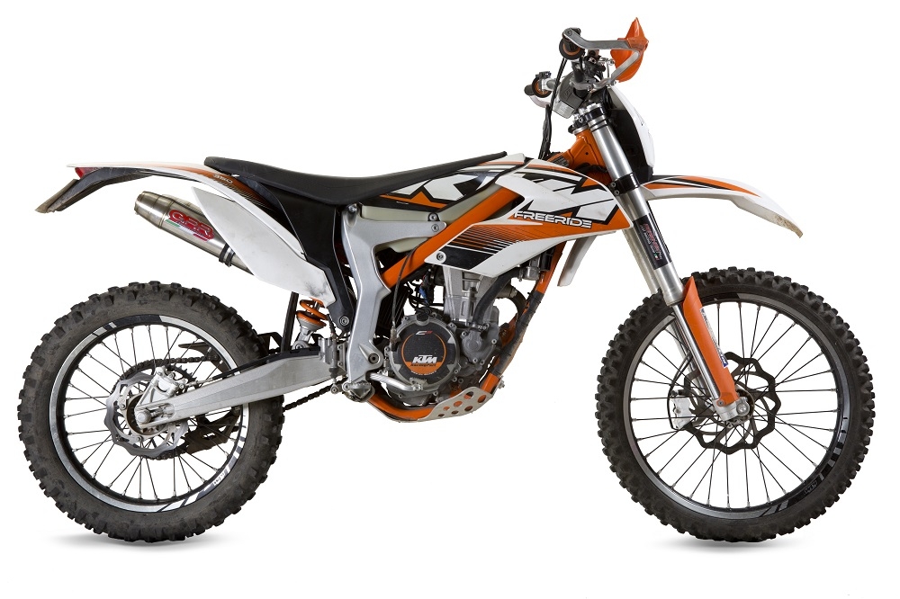 Scarico GPR compatibile con  Ktm Freeride 350 4T 2012-2017, Deeptone Inox, Coppia di terminali di scarico omologati, forniti con db killer removibili e raccordi specifici