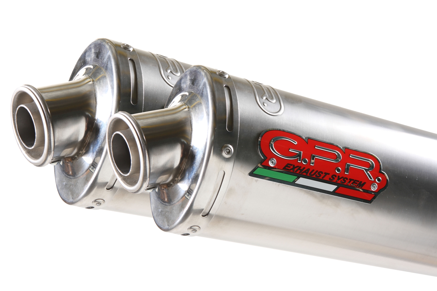 Scarico GPR compatibile con  Ducati Monster S2R  2004-2007, Inox Tondo, Coppia di silenziatori di scarico racing, con raccordo, articolo senza omologazione