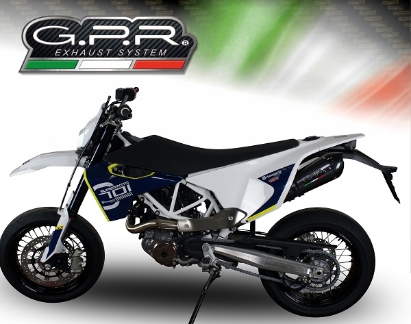 Scarico GPR compatibile con  Husqvarna Supermoto 701 2015-2016, Gpe Ann. Poppy, Scarico omologato, silenziatore con db killer estraibile e raccordo specifico