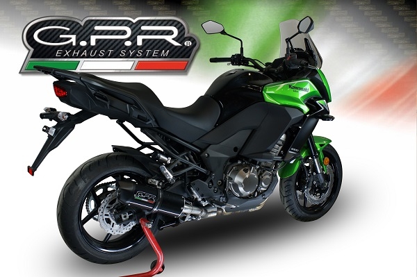 Scarico GPR compatibile con  Kawasaki Versys 1000 I.E. 2015-2016, Furore Nero, Scarico omologato, silenziatore con db killer estraibile e raccordo specifico