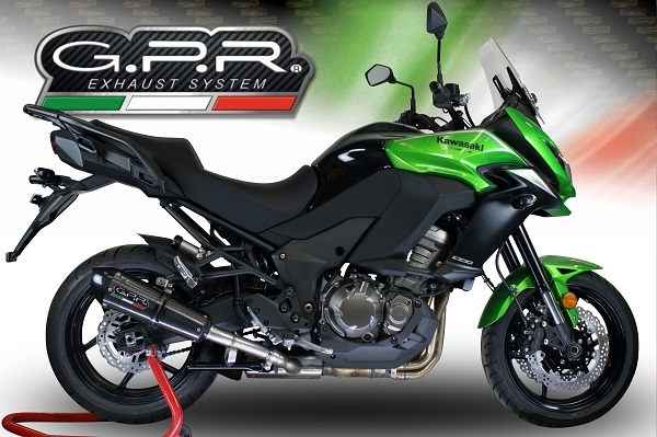 Scarico GPR compatibile con  Kawasaki Versys 1000 I.E. 2011-2013, Gpe Ann. Poppy, Scarico omologato, silenziatore con db killer estraibile e raccordo specifico