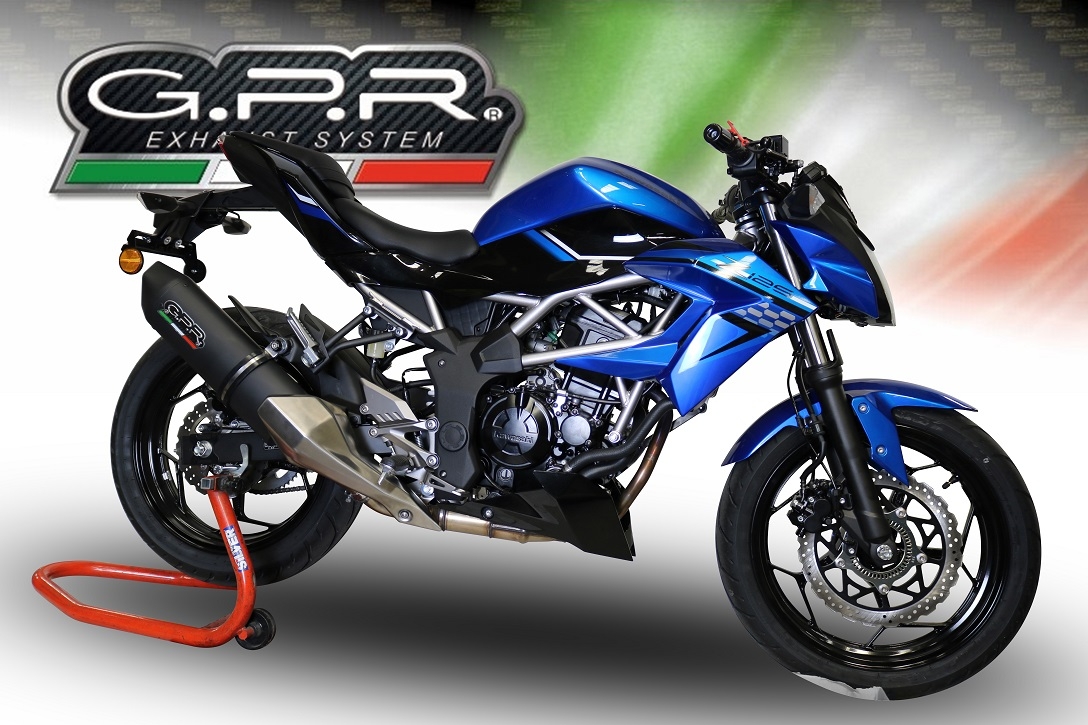 Scarico GPR compatibile con  Kawasaki Ninja 125 2021-2023, Furore Evo4 Nero, Scarico omologato, silenziatore con db killer estraibile e raccordo specifico