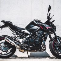 Exhaust system compatible with Kawasaki Z 900 E 2020-2024, M3 Titanium Natural, Homologated legal slip-on exhaust including removable db killer and link pipe 