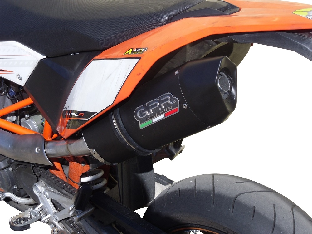 Scarico GPR compatibile con  Ktm Smc 690 R 2007-2016, Furore Nero, Scarico completo omologato,fornito con db killer estraibile e collettore