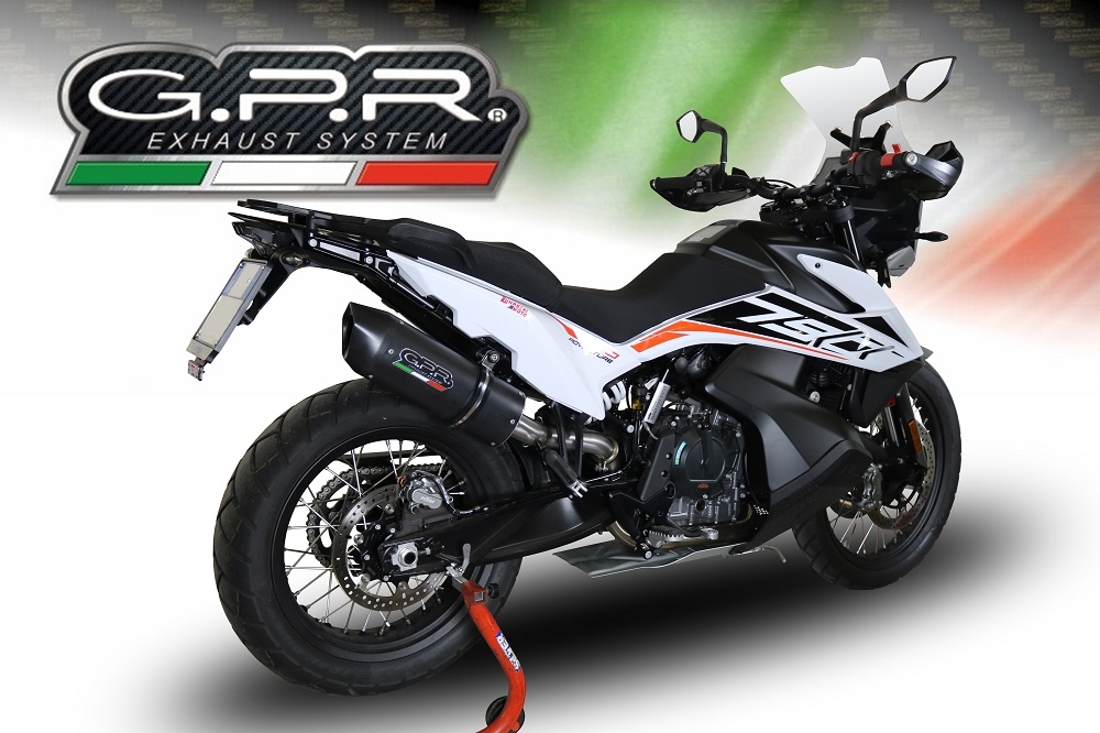 Scarico GPR compatibile con  Ktm Adventure 790 2018-2020, Furore Nero, Terminale di scarico racing, con raccordo, senza omologazione