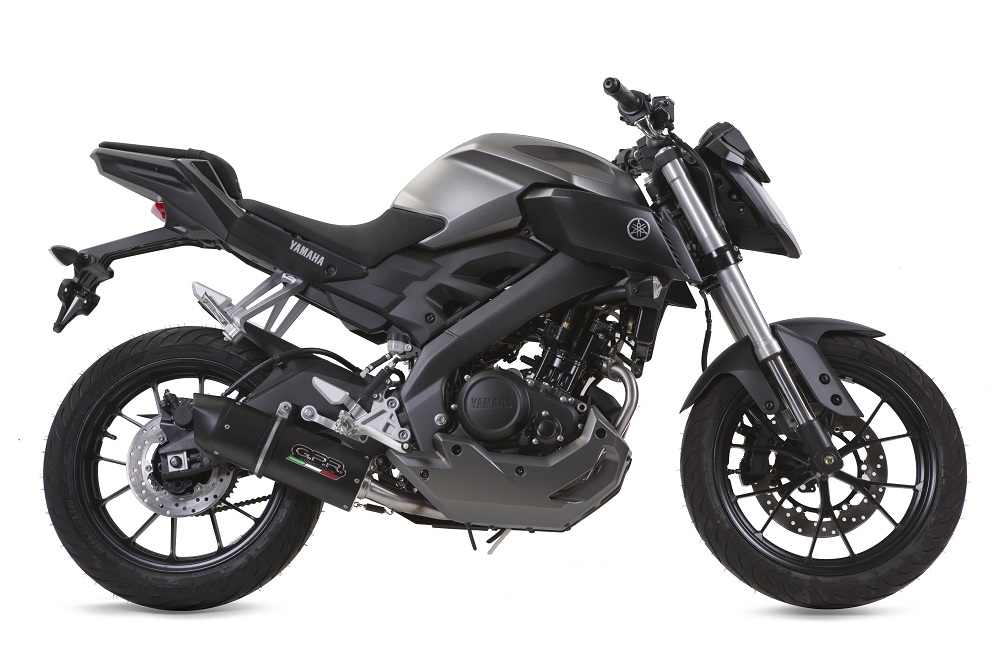 Scarico GPR compatibile con  Yamaha Mt 125 2017-2019, Furore Evo4 Nero, Scarico completo omologato,fornito con db killer estraibile,catalizzatore e collettore