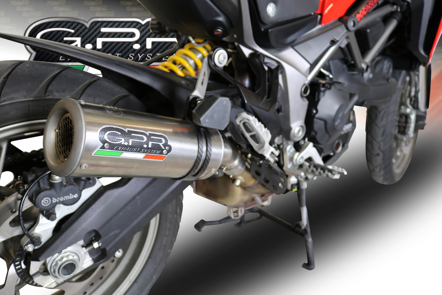 Scarico GPR compatibile con  Ducati Multistrada 950 V2 S 2021-2024, M3 Titanium Natural, Scarico omologato, silenziatore con db killer estraibile e raccordo specifico