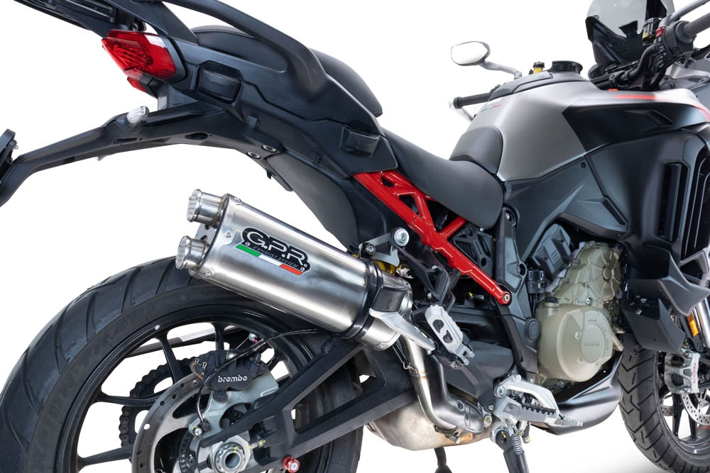 Scarico GPR compatibile con  Ducati Multistrada V4 Rally 2023-2024, Dual Inox, Scarico omologato, silenziatore con db killer estraibile e raccordo specifico