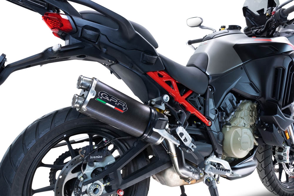 Scarico GPR compatibile con  Ducati Multistrada V4 Rally 2023-2024, Dual Poppy, Scarico omologato, silenziatore con db killer estraibile e raccordo specifico