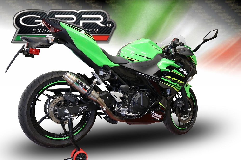 Scarico GPR compatibile con  Kawasaki Ninja 400 2018-2022, Deeptone Inox, Scarico completo racing,fornito con collettore specifico, non legale per uso stradale