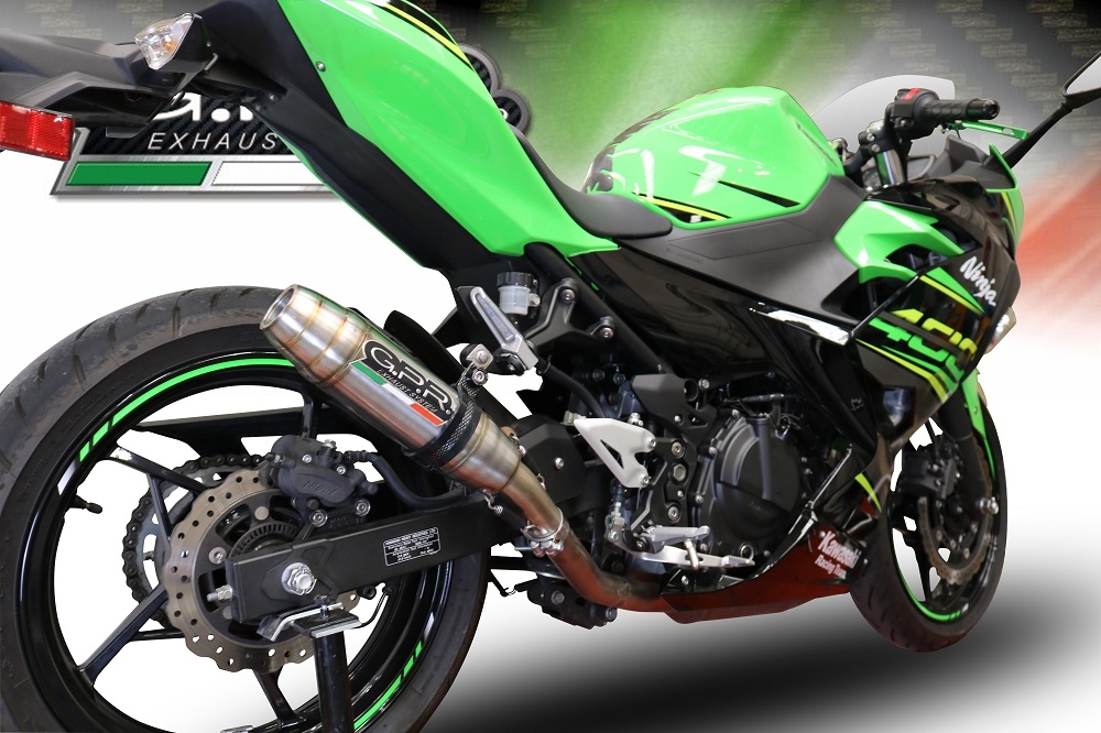 Scarico GPR compatibile con  Kawasaki Ninja 400 2018-2022, Deeptone Inox, Scarico completo racing,fornito con collettore specifico, non legale per uso stradale