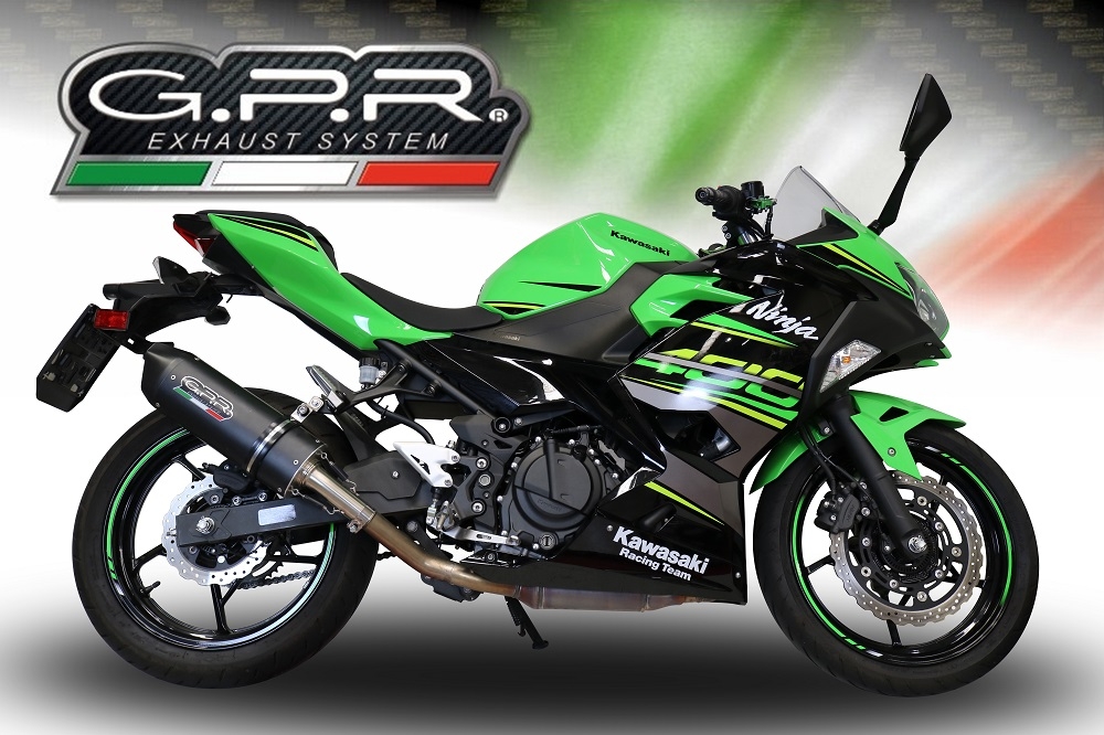 Scarico GPR compatibile con  Kawasaki Z 400 2018-2022, Furore Evo4 Nero, Scarico omologato, silenziatore con db killer estraibile e raccordo specifico