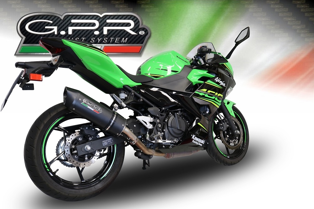 Scarico GPR compatibile con  Kawasaki Ninja 400 2018-2022, Furore Evo4 Nero, Scarico omologato, silenziatore con db killer estraibile e raccordo specifico