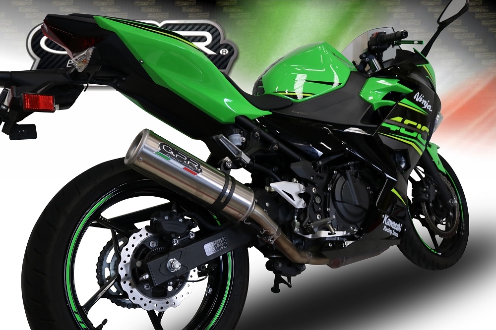 Scarico GPR compatibile con  Kawasaki Ninja 400 2023-2024, M3 Inox , Scarico omologato, silenziatore con db killer estraibile e raccordo specifico