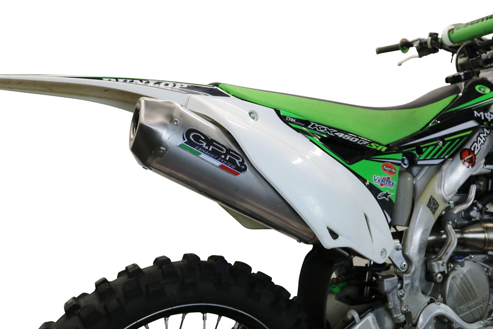 Scarico GPR compatibile con  Kawasaki Kx 450 F 2012-2015, Pentacross Inox, Scarico completo racing, fornito con db killer estraibile e collettore, non legale per uso stradale