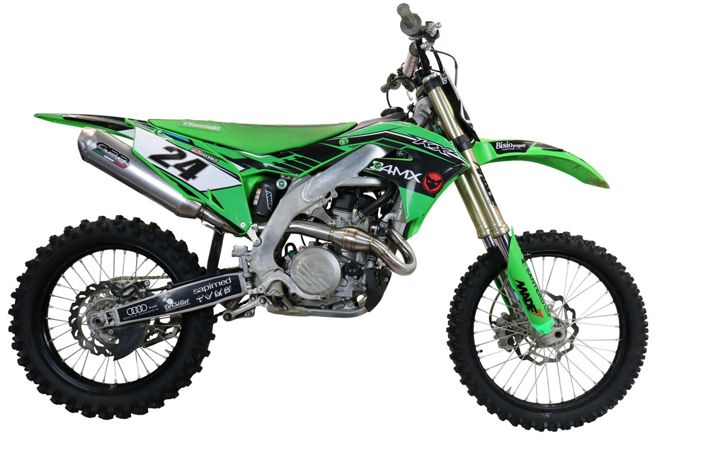 Scarico GPR compatibile con  Kawasaki Kx 450 X 2021-2023, Pentacross Inox, Scarico completo racing, fornito con db killer estraibile e collettore, non legale per uso stradale