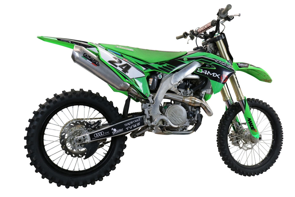 Scarico GPR compatibile con  Kawasaki Kx 450 X 2021-2023, Pentacross Inox, Scarico completo racing, fornito con db killer estraibile e collettore, non legale per uso stradale