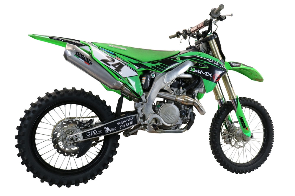 Scarico GPR compatibile con  Kawasaki Kx 450 F 2019-2020, Pentacross FULL Titanium, Scarico completo racing, fornito con db killer estraibile e collettore, non legale per uso stradale