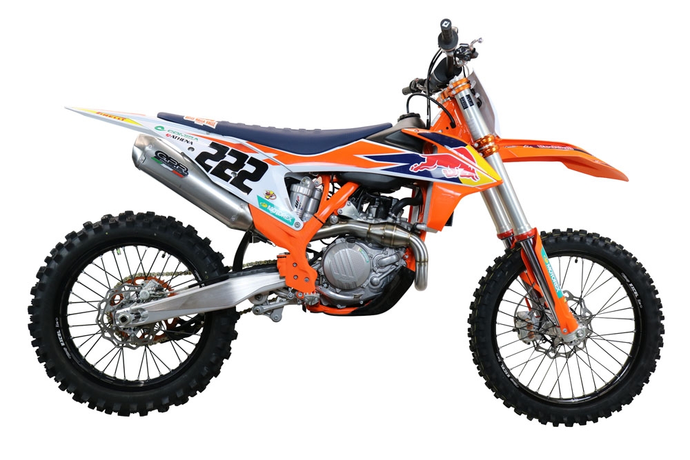 Scarico GPR compatibile con  Ktm XC-F 450 2019-2022, Pentacross FULL Titanium, Scarico completo racing, fornito con db killer estraibile e collettore, non legale per uso stradale